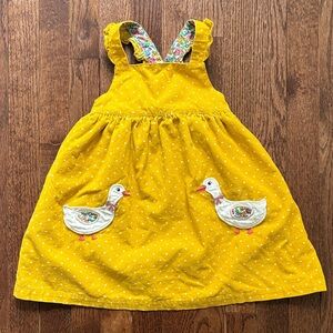 Baby Boden 3-4Y Yellow and Multi Floral Duck Pinafore Easter Dress